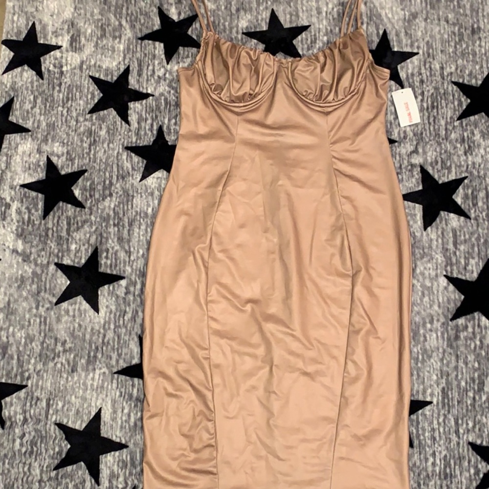 GORGEOUS nude bodycon dress.